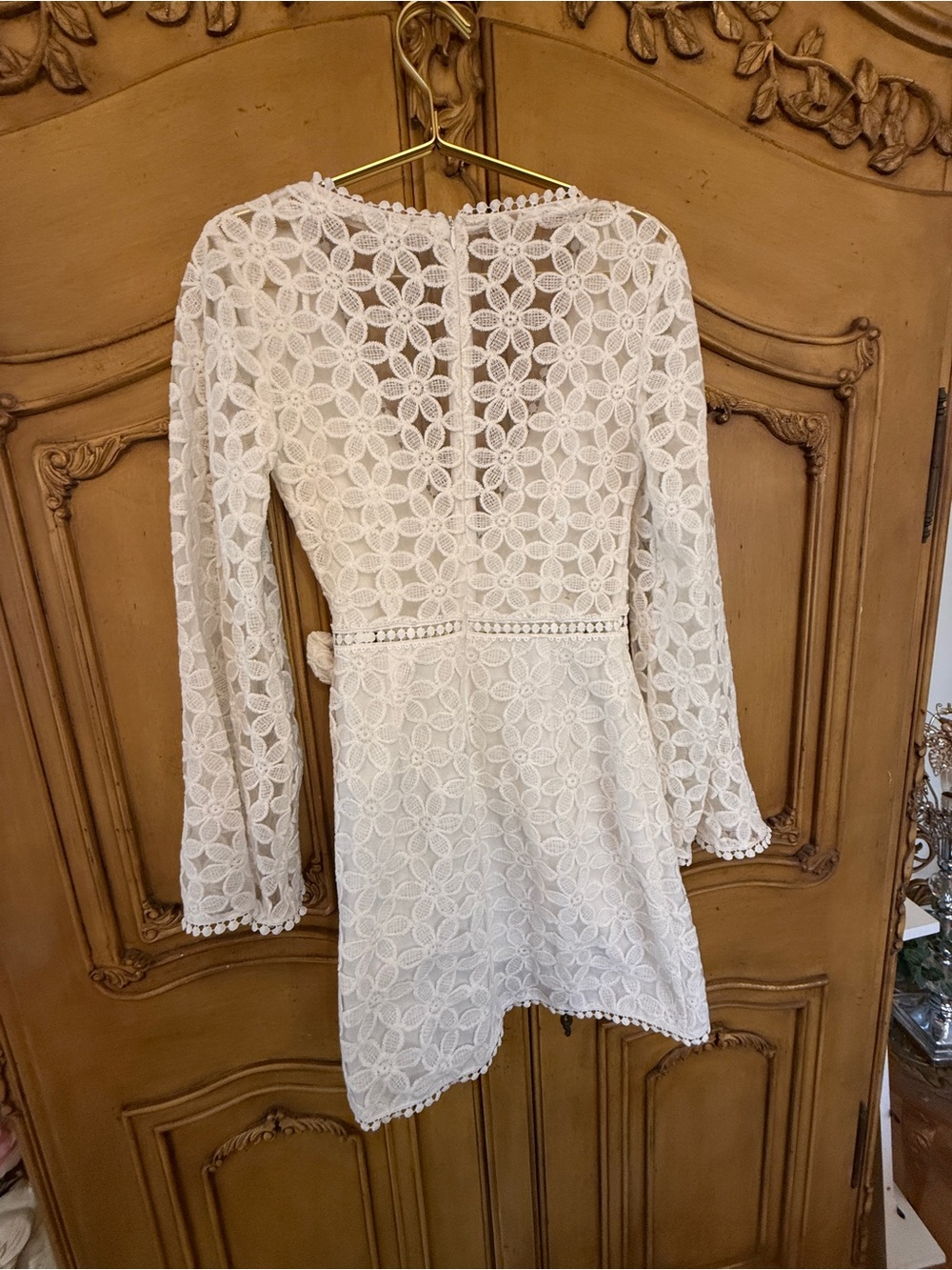 White Floral Lace Wrap Dress - Women’s - Picture 9 of 13